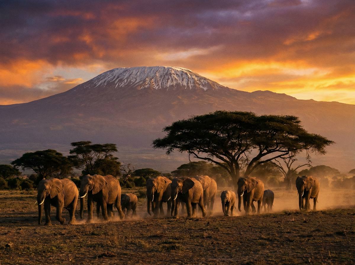 福利导航非洲动物视频 - 肯尼亚大象迁徙壮观场面